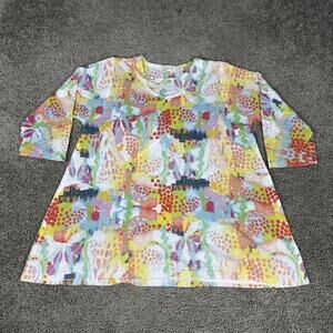 Atelier5 Shirt Womens Large Multicolor Abstract Print 3/4 Sleeve Tunic Top USA